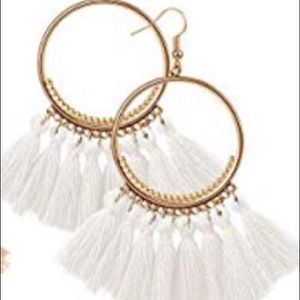 White Bohemian Tassel Earrings